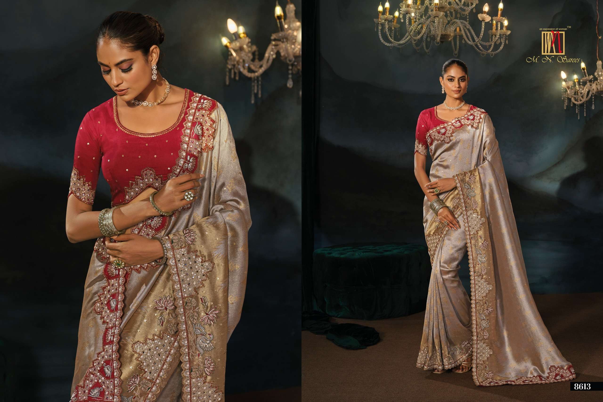 M N 8600 Series 8601 To 8613 the Royal and classic Heritage Collection saree wholesale in surat